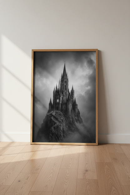 Gothic Castle Wall Art Print | Dark Academia Decor | Moody Fantasy Poster