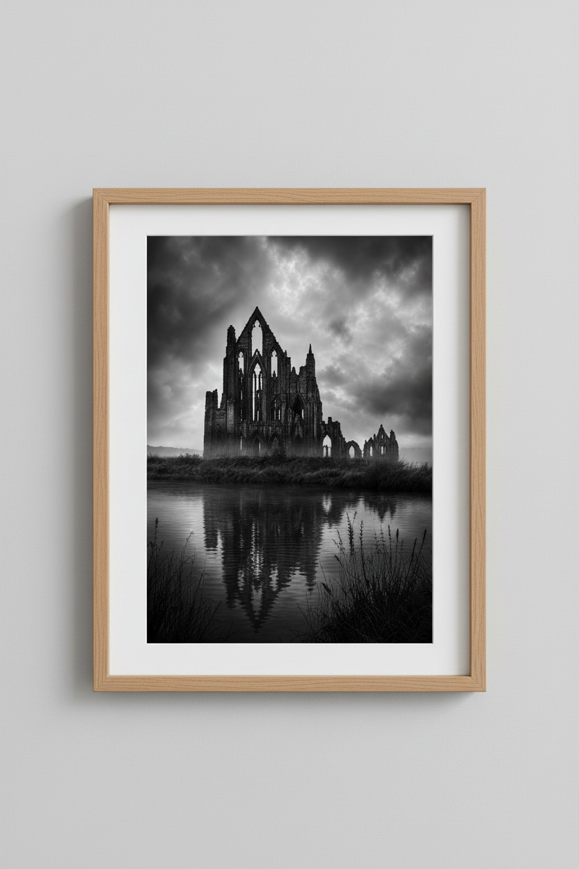 Gothic Cathedral Wall Art Print | Moody Dark Academia Decor | Ancient Ruin Poster