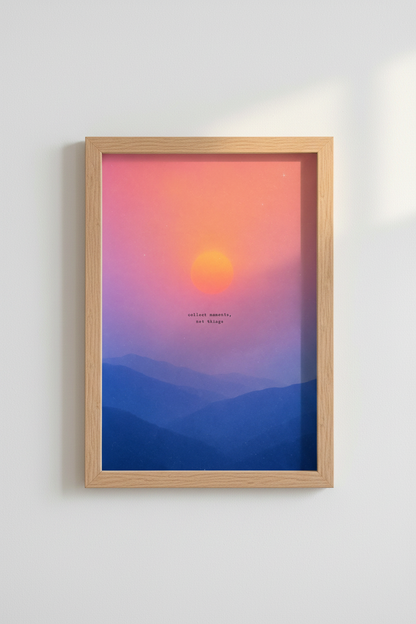 Aura Gradient Wall Art Print | Sunset Mountain Quote Decor | Minimalist Poster