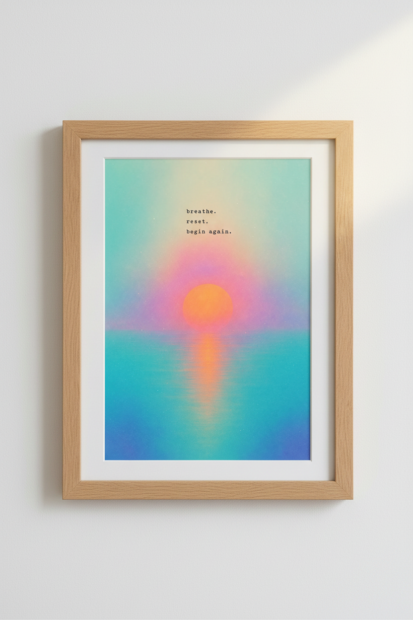 Zen Sunset Wall Art Print | Boho Meditation Decor | Minimalist Poster