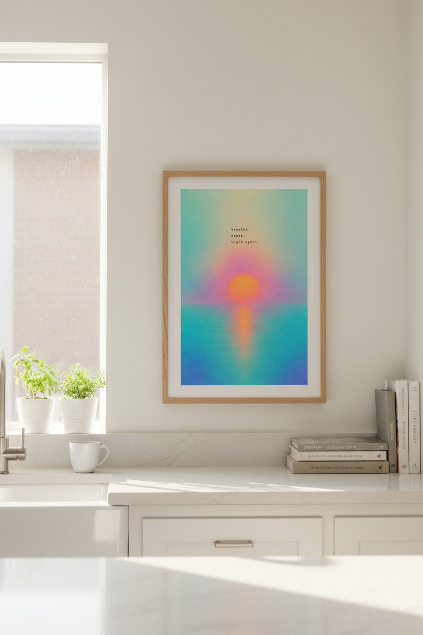 Zen Sunset Wall Art Print | Boho Meditation Decor | Minimalist Poster
