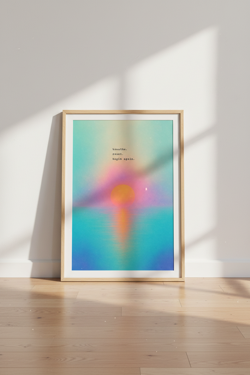 Zen Sunset Wall Art Print | Boho Meditation Decor | Minimalist Poster