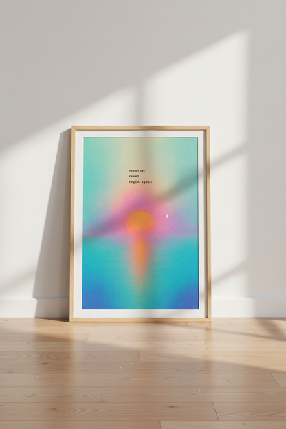 Zen Sunset Wall Art Print | Boho Meditation Decor | Minimalist Poster