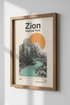 Zion National Park Wall Art | Retro Boho Landscape Decor | Mid-Century Modern Poster