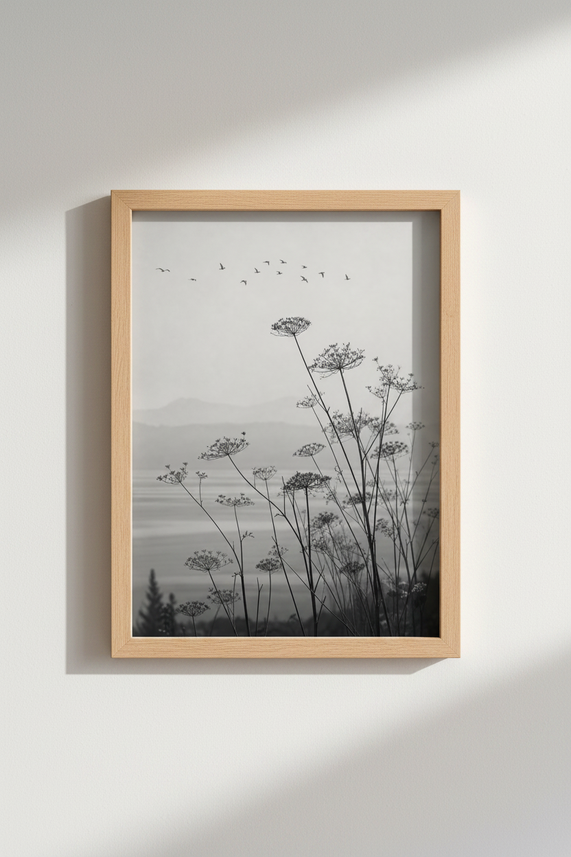 Nature Photo Wall Art Print | Minimalist Black &amp; White Landscape, Living Room Decor