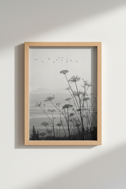 Nature Photo Wall Art Print | Minimalist Black &amp; White Landscape, Living Room Decor