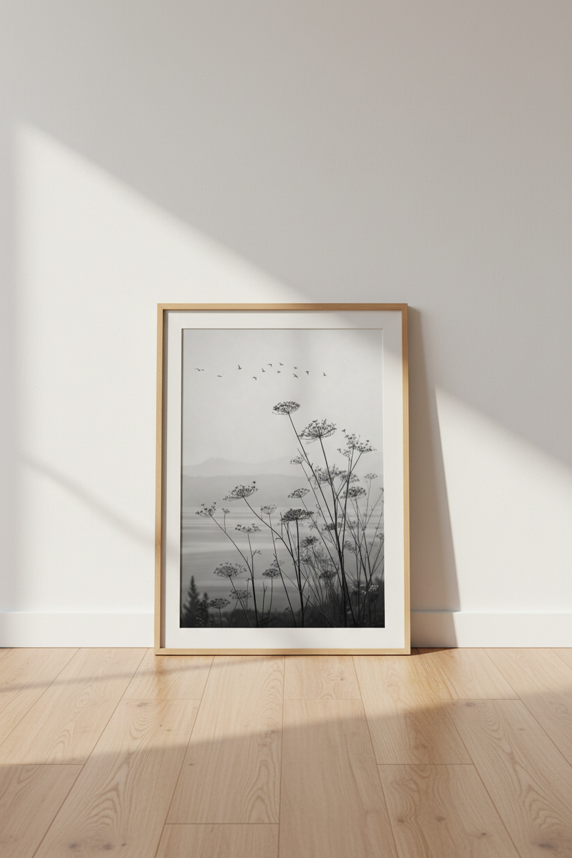 Nature Photo Wall Art Print | Minimalist Black &amp; White Landscape, Living Room Decor