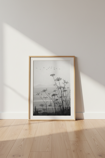Nature Photo Wall Art Print | Minimalist Black &amp; White Landscape, Living Room Decor