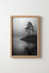 Misty Lake Wall Art Print | Foggy Nature Pine Forest Decor | Minimalist Poster