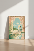Swan Garden Lake Wall Art | Pastel Pink Wisteria, Mediterranean Bedroom Decor Poster