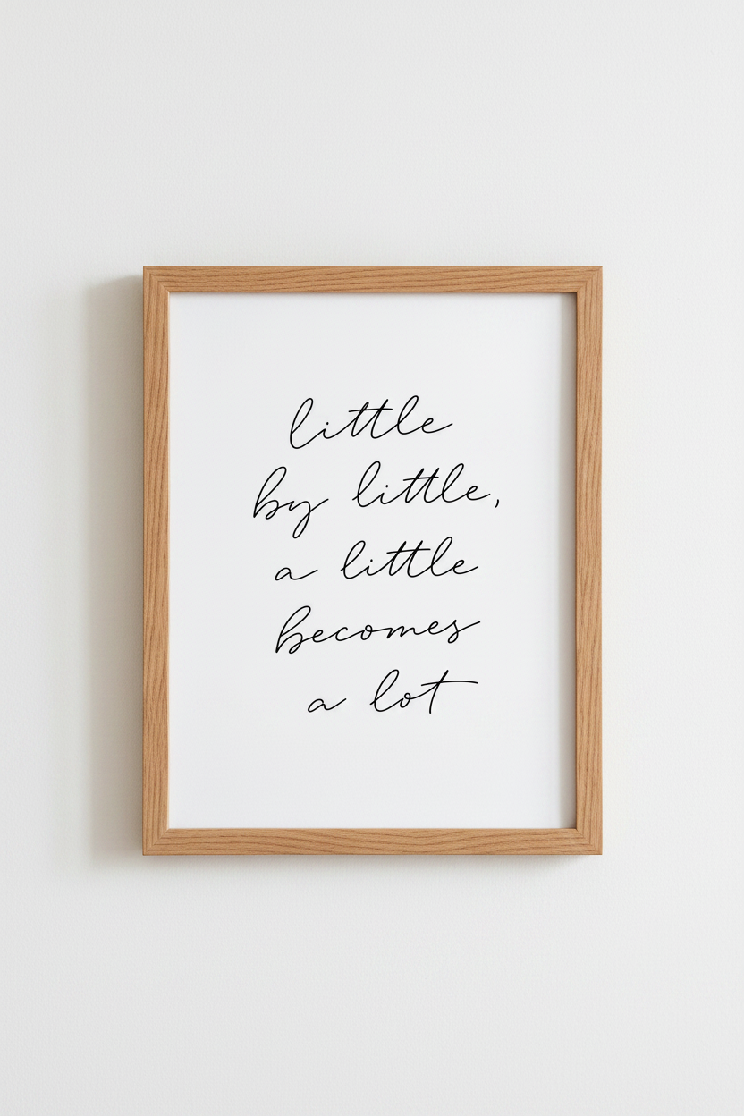 Little by Little | Minimalist Script Quote Print, Office &amp; Home Decor Art