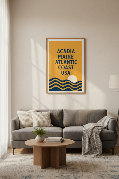 Acadia Maine Wall Art Print | Coastal Travel Decor | Minimalist Poster