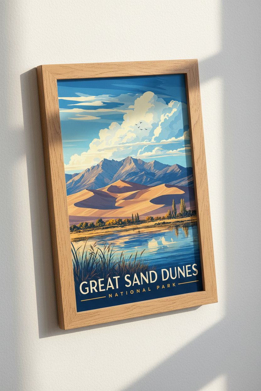 Great Sand Dunes Poster | Vintage Colorado Nature Art, National Park Decor