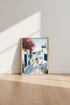 Santorini Greece Wall Art Print | Mediterranean Coastal Decor | Blue White Poster