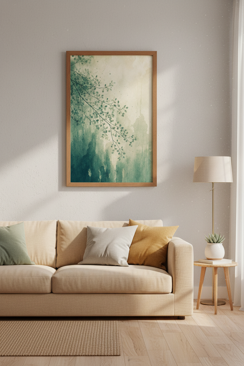 Eucalyptus Branch Watercolor Print | Sage Green Nature Art, Modern Minimalist Decor