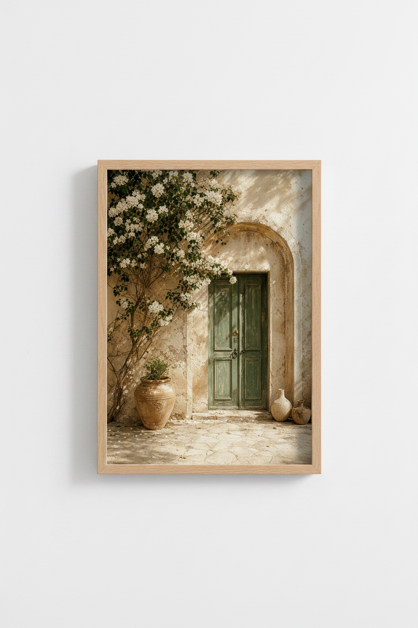 Rustic Courtyard Wall Art Print | Living Room Decor | Warm Poster
