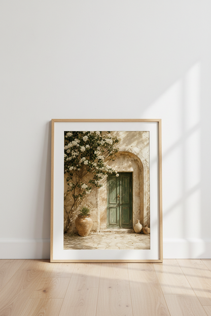 Rustic Courtyard Wall Art Print | Living Room Decor | Warm Poster