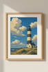 Coastal Lighthouse Art Print | Nautical Beach House Decor | Painterly Seascape Poster