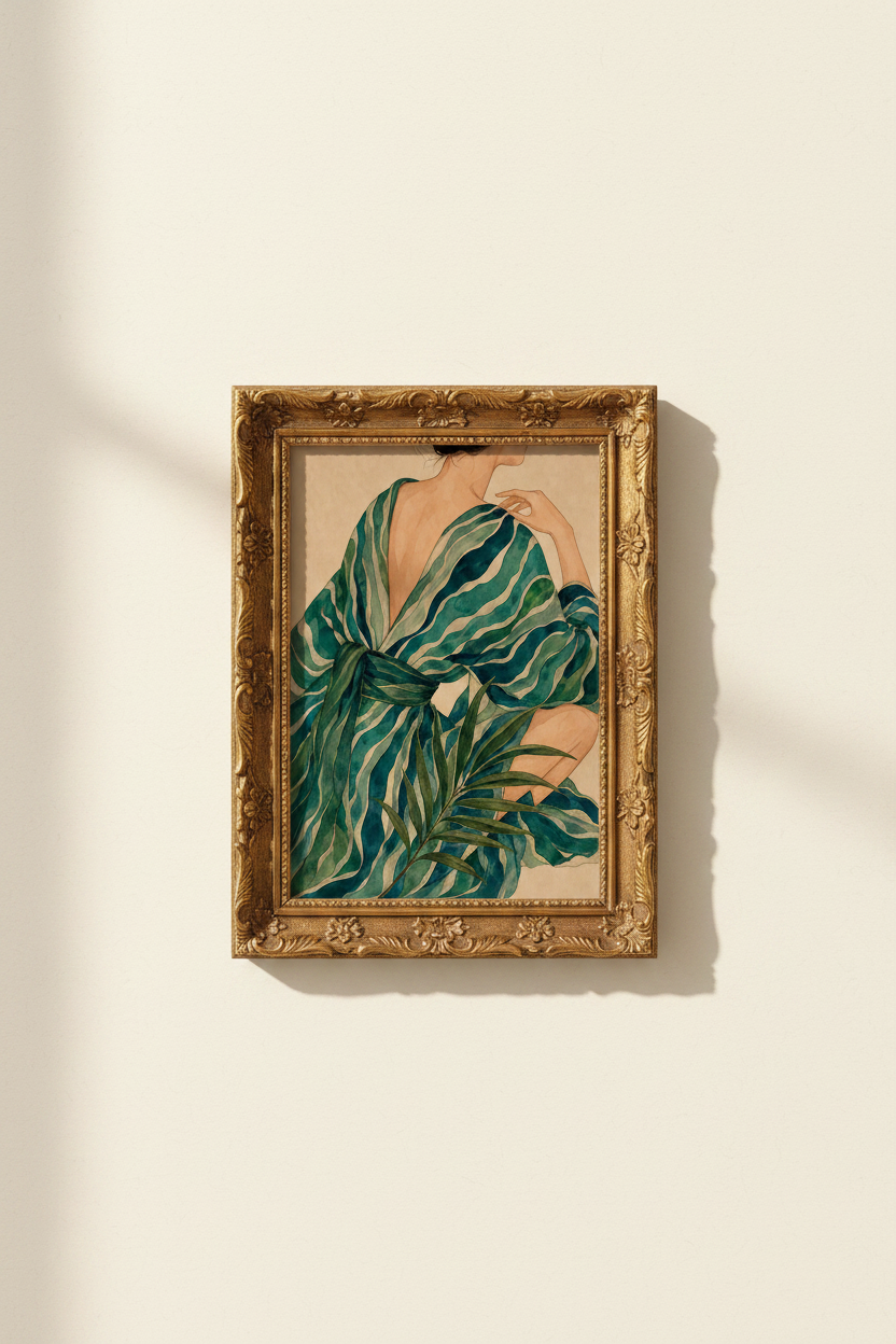 Botanical Wall Art | Abstract Green Femme Decor | Emerald Poster