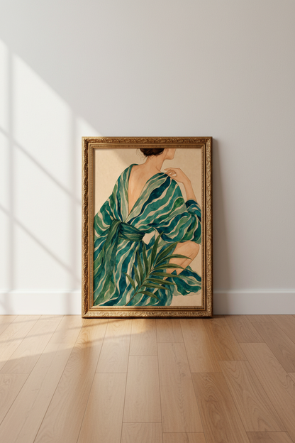 Botanical Wall Art | Abstract Green Femme Decor | Emerald Poster