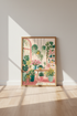 Botanical Garden Window Art | Pastel Pink Boho Flora, Plant Lover Room Decor