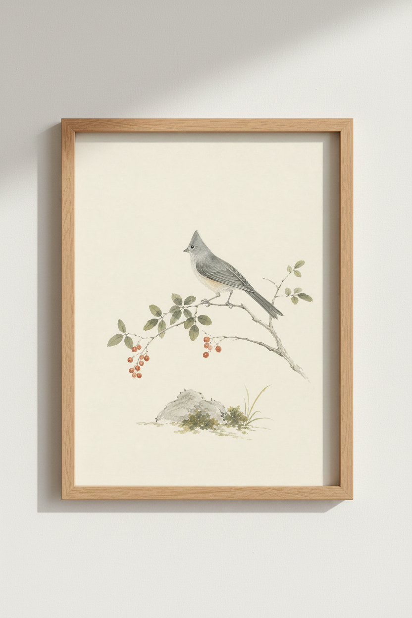 Watercolor Bird Print | Living Room Decor | Minimal Poster