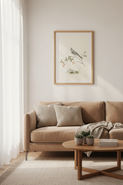 Watercolor Bird Print | Living Room Decor | Minimal Poster