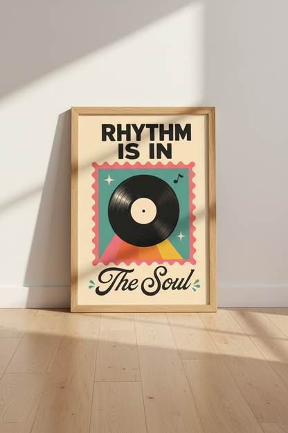 Retro Vinyl Record Wall Art | Music Quote Poster, Aesthetic Studio Decor