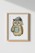 Whimsical Owl Poster | Cozy Coffee Tones, Living Room Decor