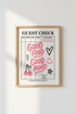 Guest Check Wall Art | Retro Pink Foodie Poster, Kitchen & Dining Decor