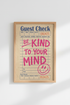 Guest Check Art Print | Retro Mental Health Poster, Preppy Pink Living Room Decor