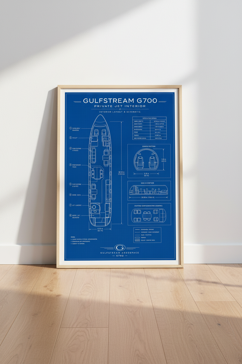 Gulfstream G700 Jet Blueprint | Private Jet Interior, Aviation Office Decor