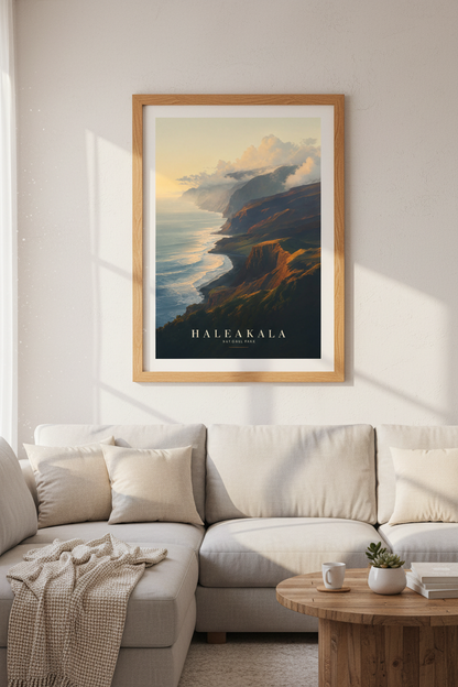 Haleakala National Park Hawaii Print | Sunset Coastal Wall Art, Maui Travel Poster