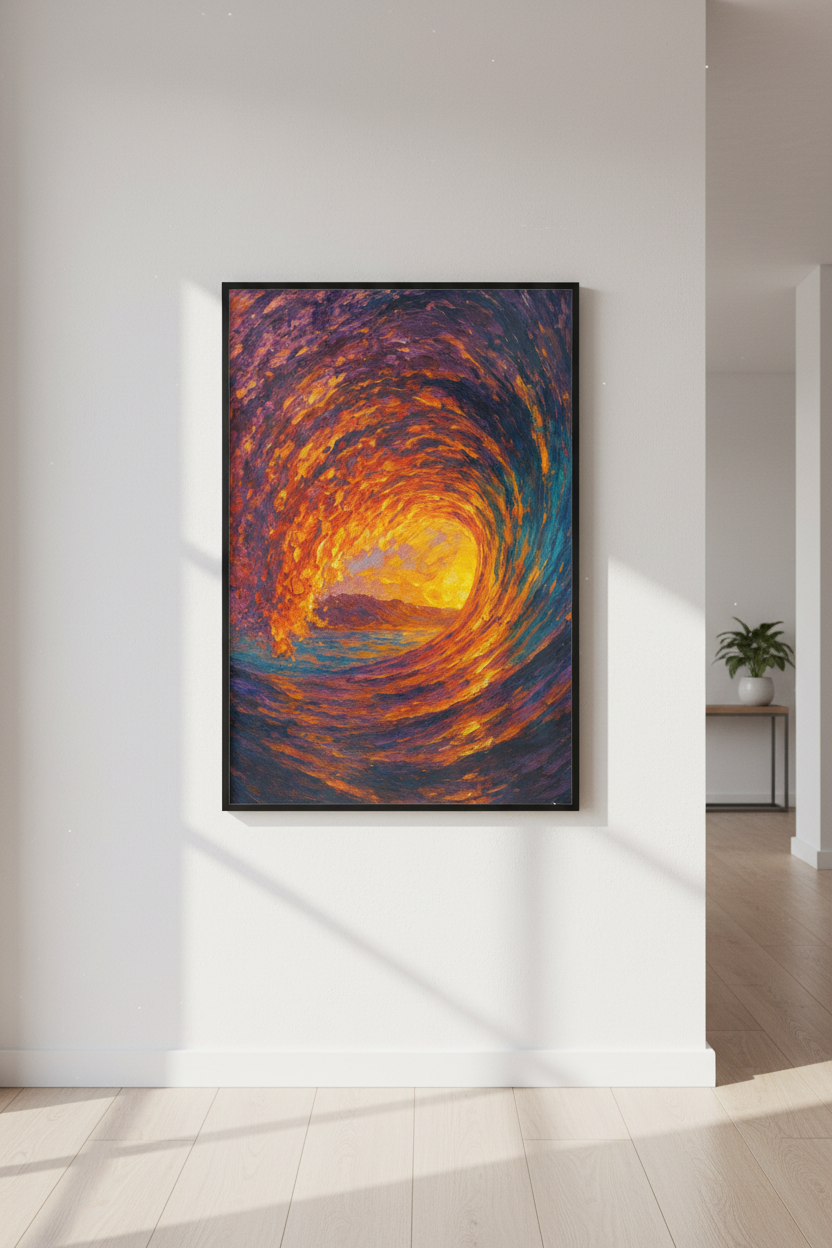 Impressionist Ocean Wave Wall Art Print | Vibrant Sunset Seascape Decor | Abstract Coastal Poster | Bright Home Office Art
