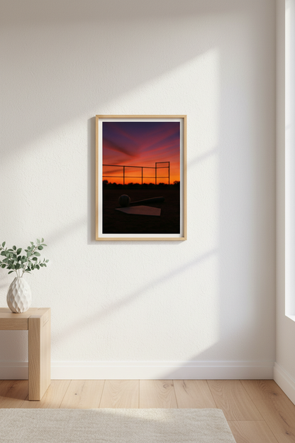 Baseball Field Sunset Wall Art Print | Man Cave Decor | Sports Fan Aesthetic Framed Poster Print | Ready to Hang