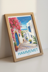 Hammemet Tunisia Travel Poster | Mediterranean Coastal Wall Art | Blue and White Decor