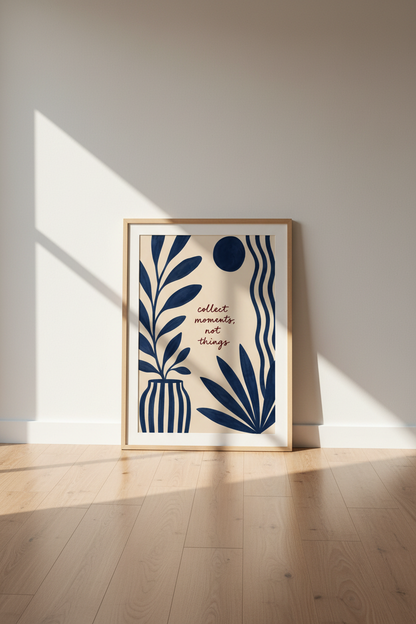 Boho wall art print | Living room decor | Navy abstract poster
