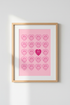 Preppy Pink Wall Art Print | Smiley Face Heart Poster | Trendy Y2K Dorm Decor