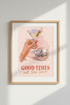 Preppy Bar Cart Decor | Martini & Disco Ball Art Print, Pink Aesthetic Poster