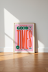 Good Times Martini Wall Art | Retro Pink & Orange Poster | Bar Cart Decor