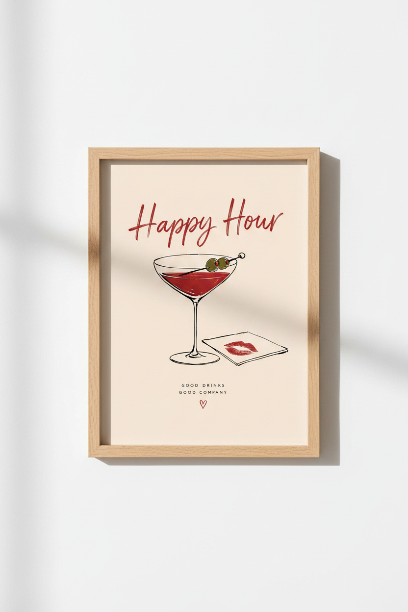 Boho Cocktail Wall Art Print | Living Room Decor | Minimal Poster