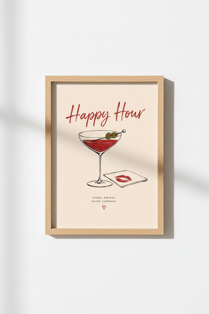 Boho Cocktail Wall Art Print | Living Room Decor | Minimal Poster