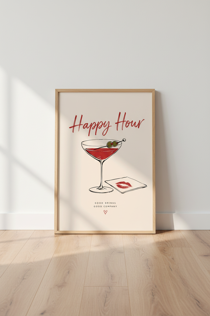 Boho Cocktail Wall Art Print | Living Room Decor | Minimal Poster