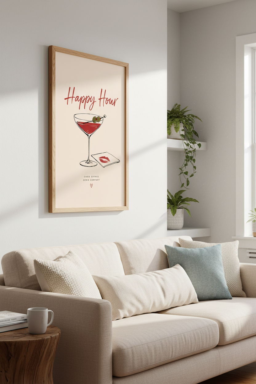 Boho Cocktail Wall Art Print | Living Room Decor | Minimal Poster