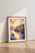 Italy Lake Como Watercolor Wall Art Print | Sunset Coast Decor | Italian Poster