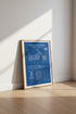 Harley-Davidson Blueprint Wall Art | Blue Garage Decor | Custom Chopper Poster