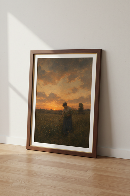 Sunset Field Art | Rustic tones, countryside mood | Living Room Decor Poster