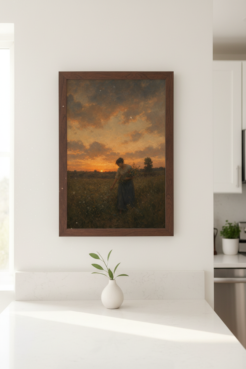 Sunset Field Art | Rustic tones, countryside mood | Living Room Decor Poster