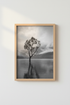 Moody Nature Wall Art Print | Black and White Tree Poster, Minimalist Foggy Lake Decor