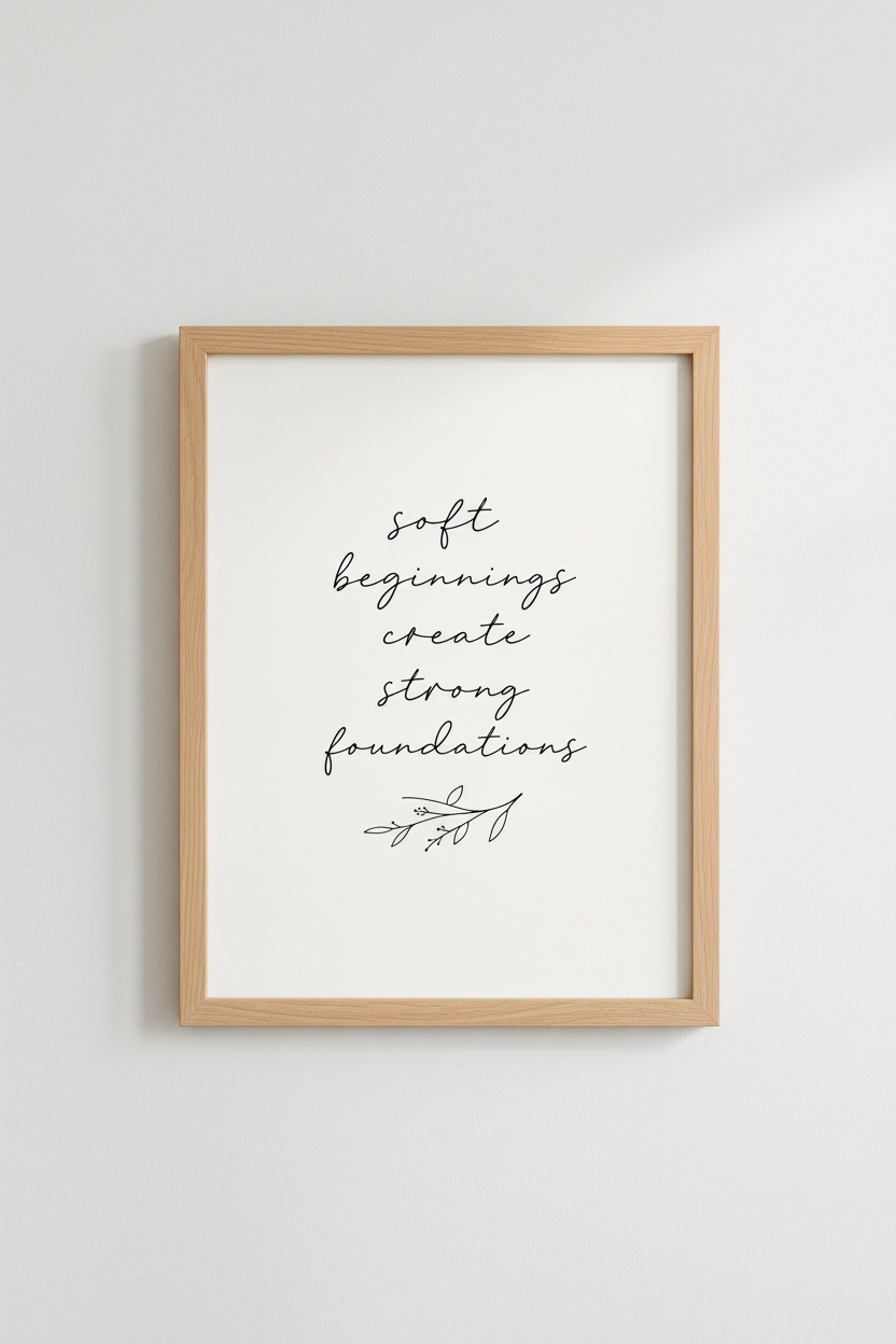 Soft Beginnings Quote Wall Art Print | Office &amp; Nursery Decor | Minimalist Poster